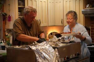 Photo of Brad and Catherine in the kitchen